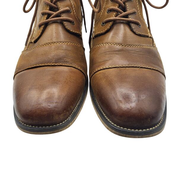 Steve Madden Jabbar Cap Toe Burnished Leather Wood Stack Heel Boot Men's Sz 10.5 - Picture 4 of 10